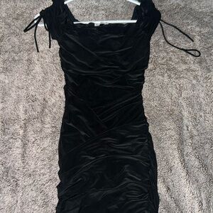 Elegant Black Ruched Dress